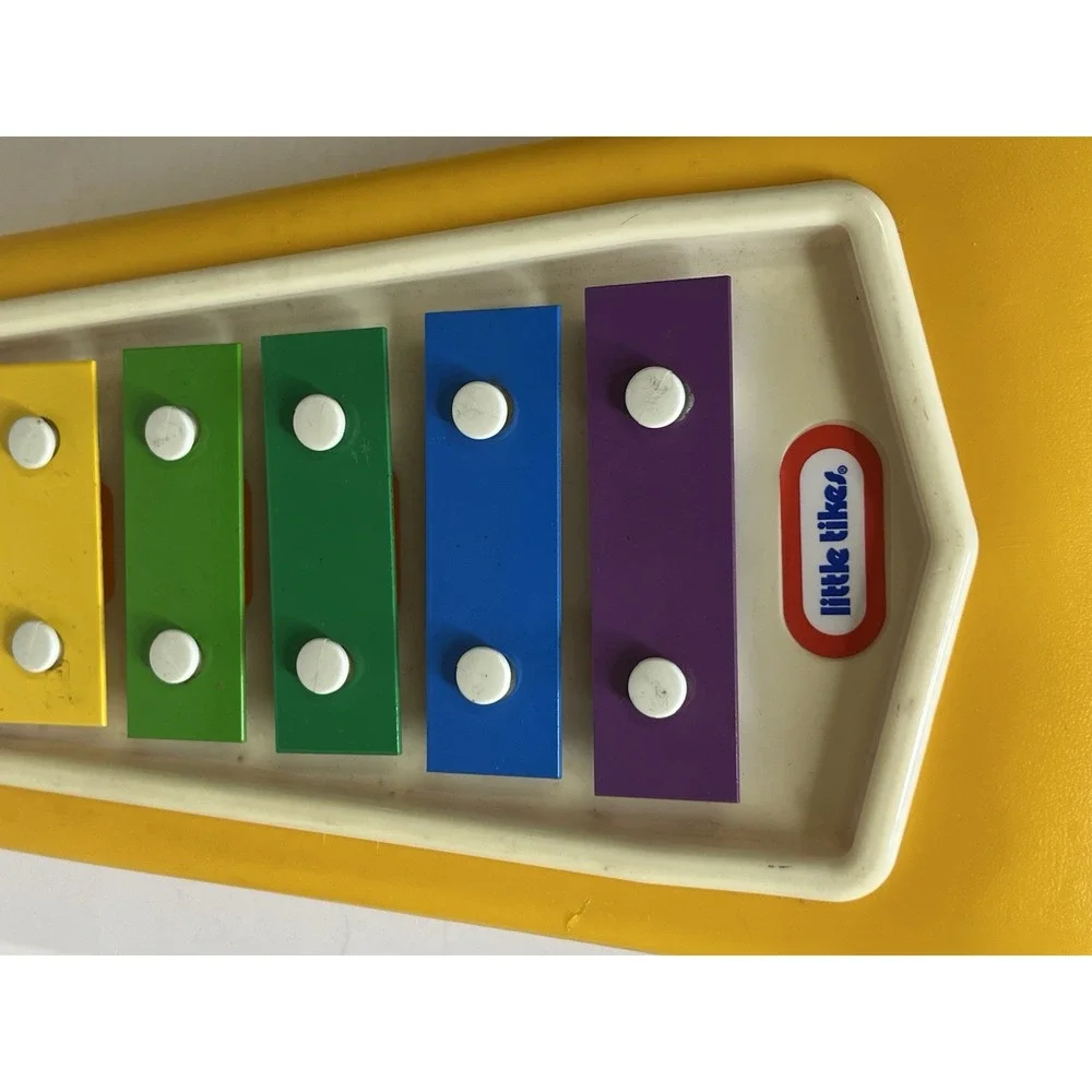 Vintage LITTLE TIKES  Rolling Xylophone  ~ Yellow w/Orange Wheels USA ~ EUC